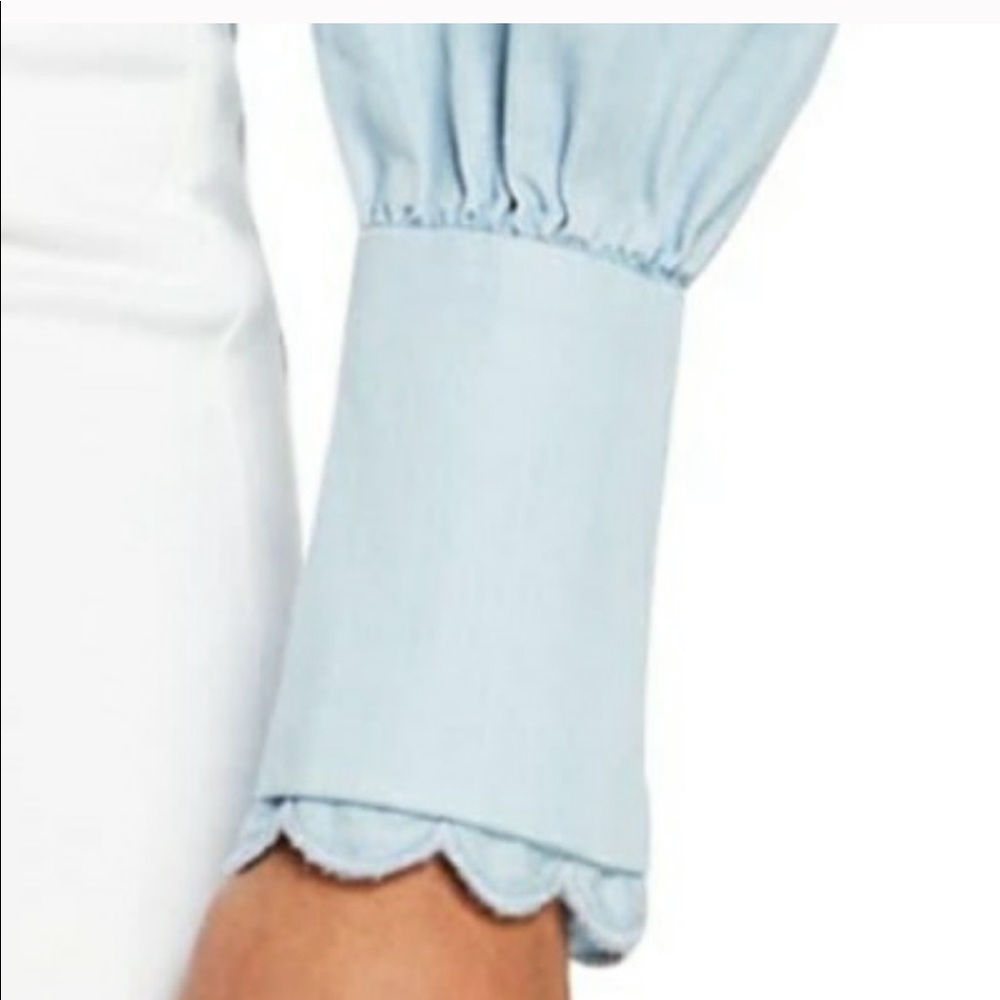 FRAME Scallop Trim Denim Shirt - Picture 6 of 10